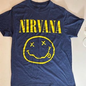 NIRVANA Men’s Small Blue and Yellow Graphic Tee